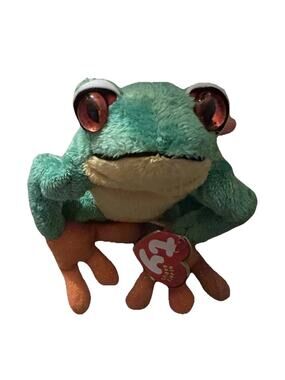 Ty Beanie Baby Panama Frog Plush 2001 Green With Hang Tag
